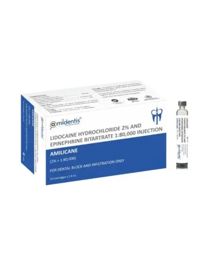 Amilicane lidocaine hydrochloride 2% with epinephrine dental local anesthetic cartridges by Amidentis