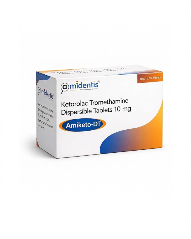Amiketo DT Ketorolac Tromethamine 10 mg dispersible tablet for fast pain relief by Amidentis